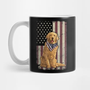 Golden Retriever American Flag Bandana 4th Of July Tshirt Mug